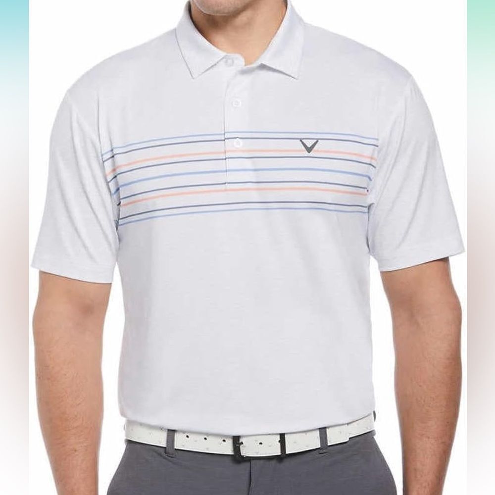 Callaway Men’s‎ Performance Golf Polo opti dri Chest Stripe White XL